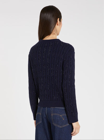Knitted Digital Cardigan Navy-Marella-Tocca Finita