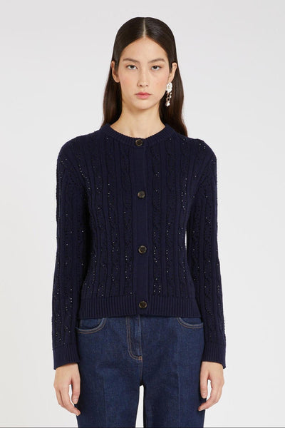 Knitted Digital Cardigan Navy-Marella-Tocca Finita