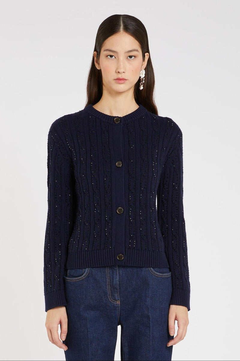 Knitted Digital Cardigan Navy-Marella-Tocca Finita