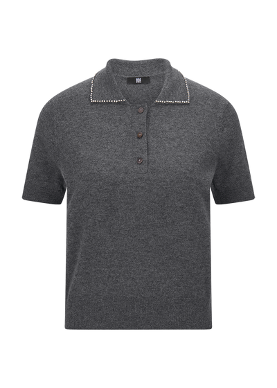 Knitted Polo with Rhinestone Detail Rock-Riani-Tocca Finita