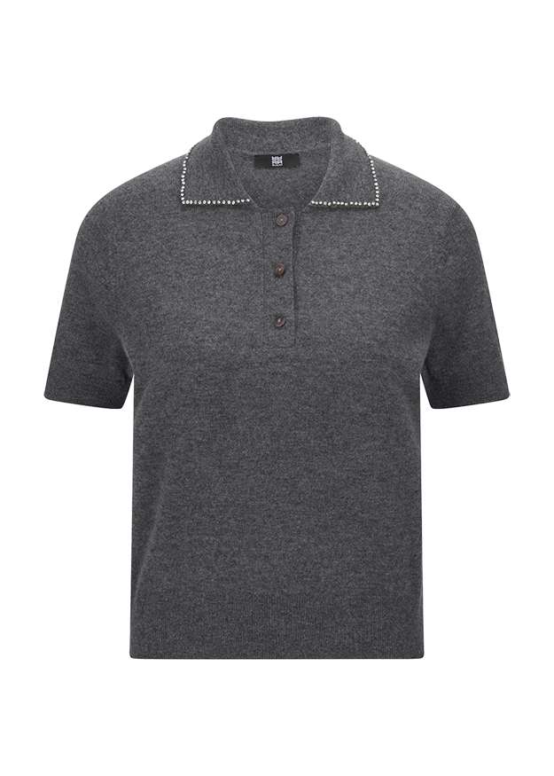 Knitted Polo with Rhinestone Detail Rock-Riani-Tocca Finita