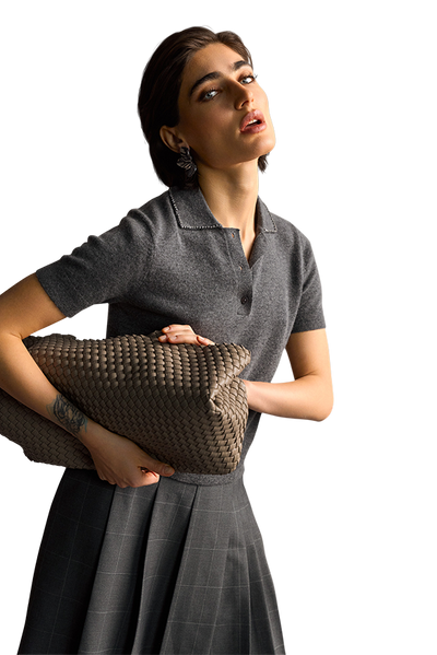 Knitted Polo with Rhinestone Detail Rock-Riani-Tocca Finita
