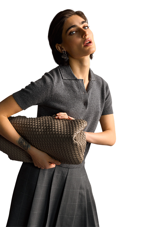 Knitted Polo with Rhinestone Detail Rock-Riani-Tocca Finita