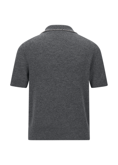 Knitted Polo with Rhinestone Detail Rock-Riani-Tocca Finita