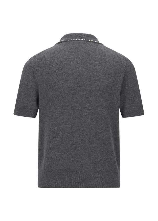 Knitted Polo with Rhinestone Detail Rock-Riani-Tocca Finita