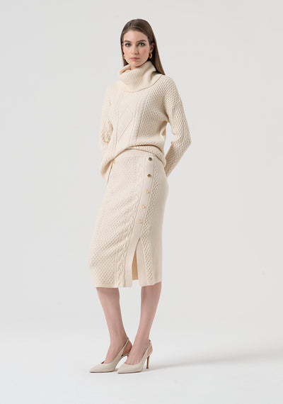 Knitted Skirt Slim Fit Middle Length With Plaits Vanilla-Fracomina-Tocca Finita
