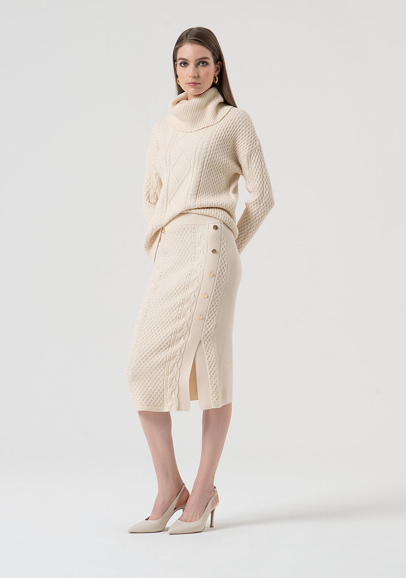 Knitted Skirt Slim Fit Middle Length With Plaits Vanilla-Fracomina-Tocca Finita
