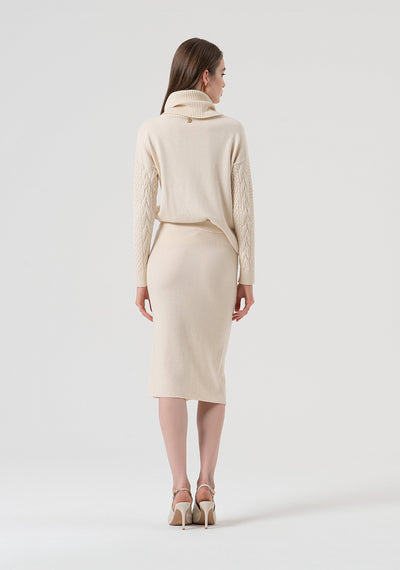 Knitted Skirt Slim Fit Middle Length With Plaits Vanilla-Fracomina-Tocca Finita