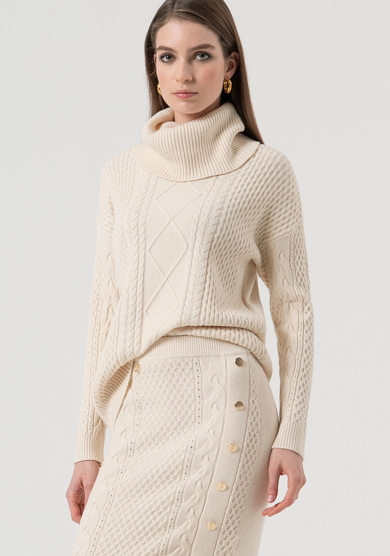 Knitted Skirt Slim Fit Middle Length With Plaits Vanilla-Fracomina-Tocca Finita