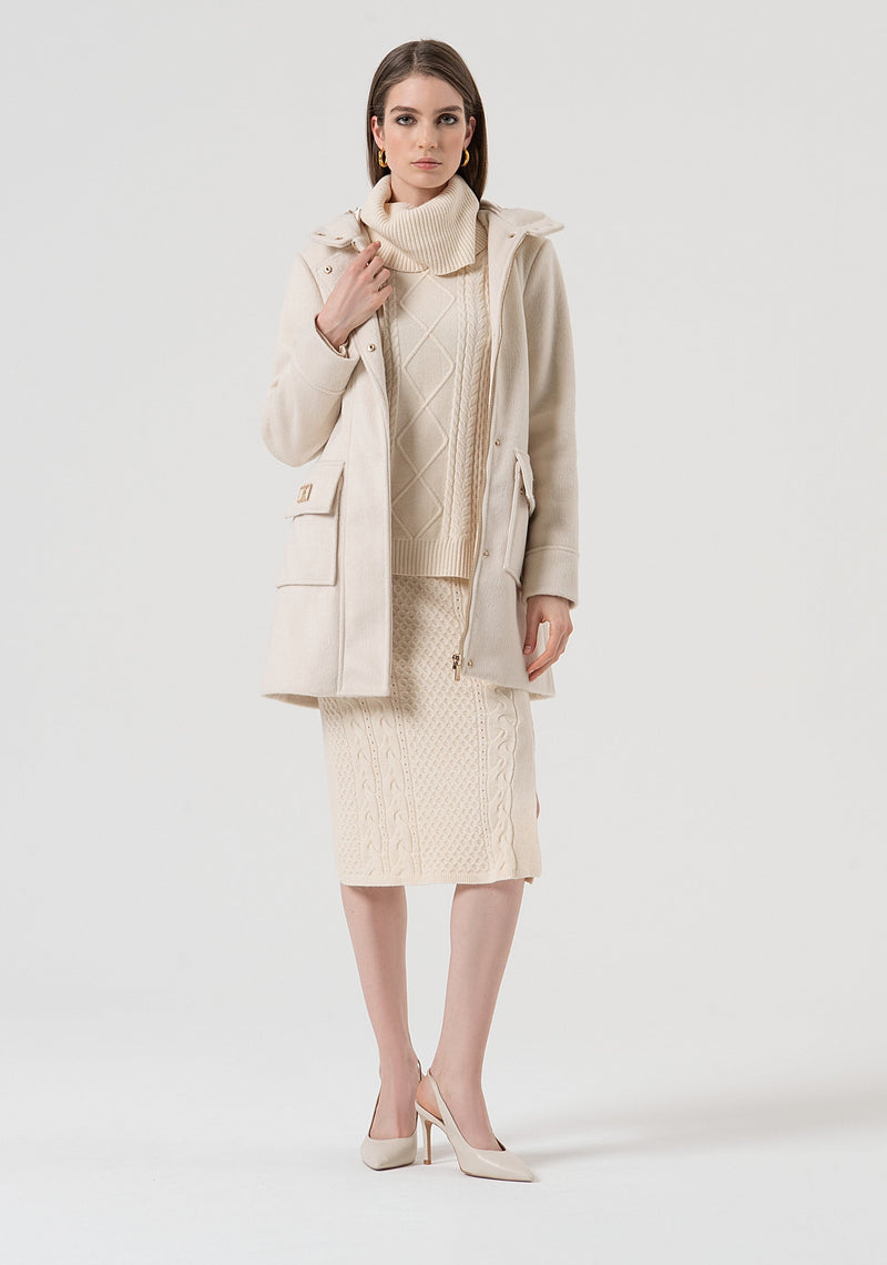 Knitted Skirt Slim Fit Middle Length With Plaits Vanilla-Fracomina-Tocca Finita