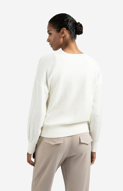 Knitted Sweater With Deep V-Neck And Layered Top-Yaya-Tocca Finita