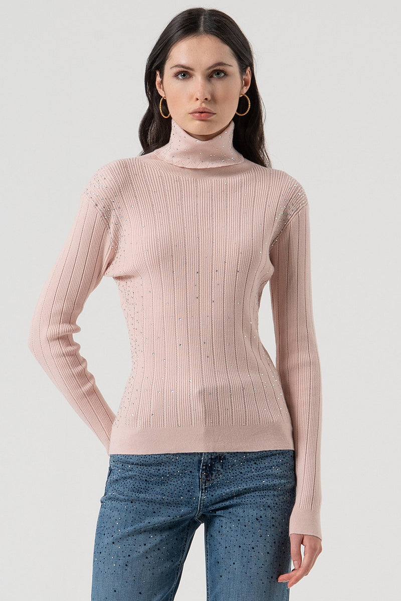 Knitwear With Ribs And Strasses-Fracomina-Tocca Finita