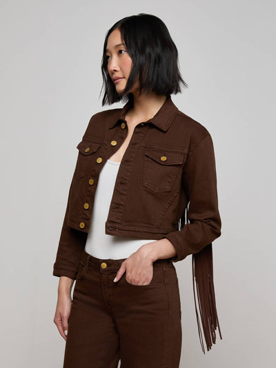 Koda Fringe Denim Jacket Brown-L'Agence-Tocca Finita