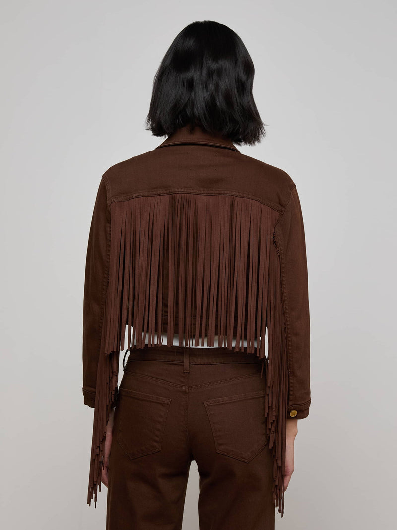 Koda Fringe Denim Jacket Brown-L&