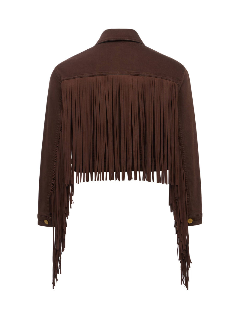 Koda Fringe Denim Jacket Brown-L&