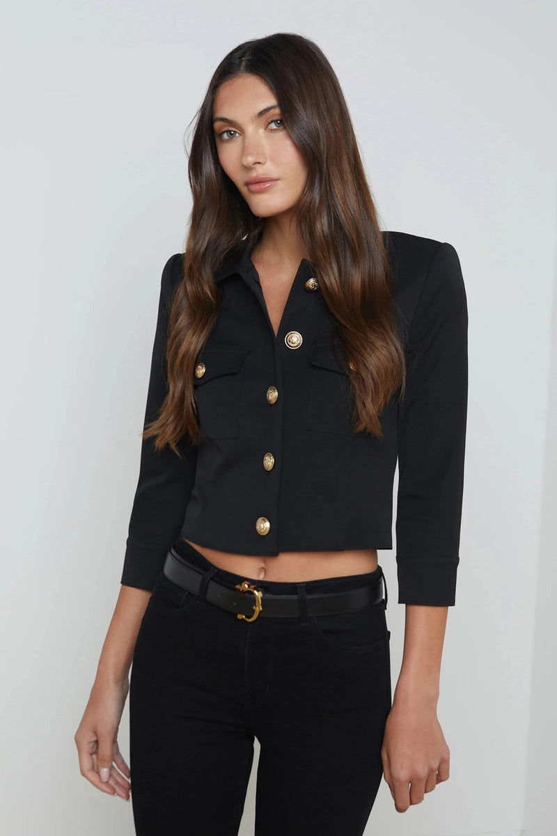Kumi Cropped Jacket In Black-L&