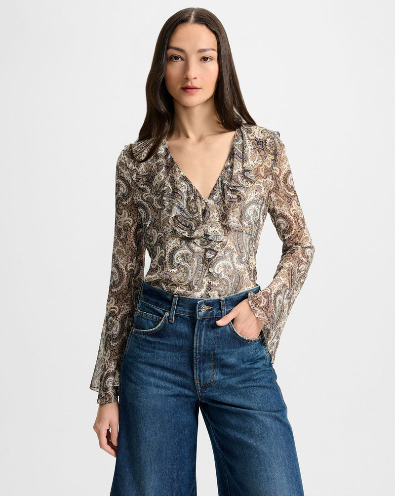 Kyrie Silk Blouse Dove Multi-Veronica Beard-Tocca Finita