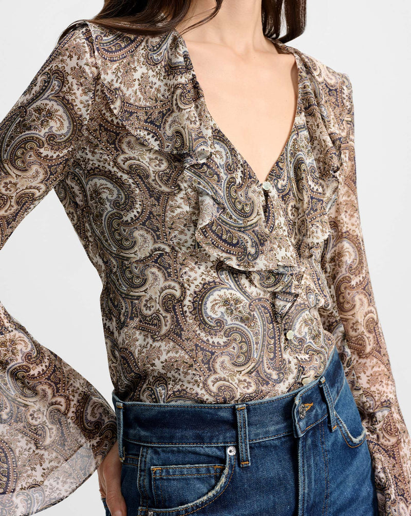 Kyrie Silk Blouse Dove Multi-Veronica Beard-Tocca Finita