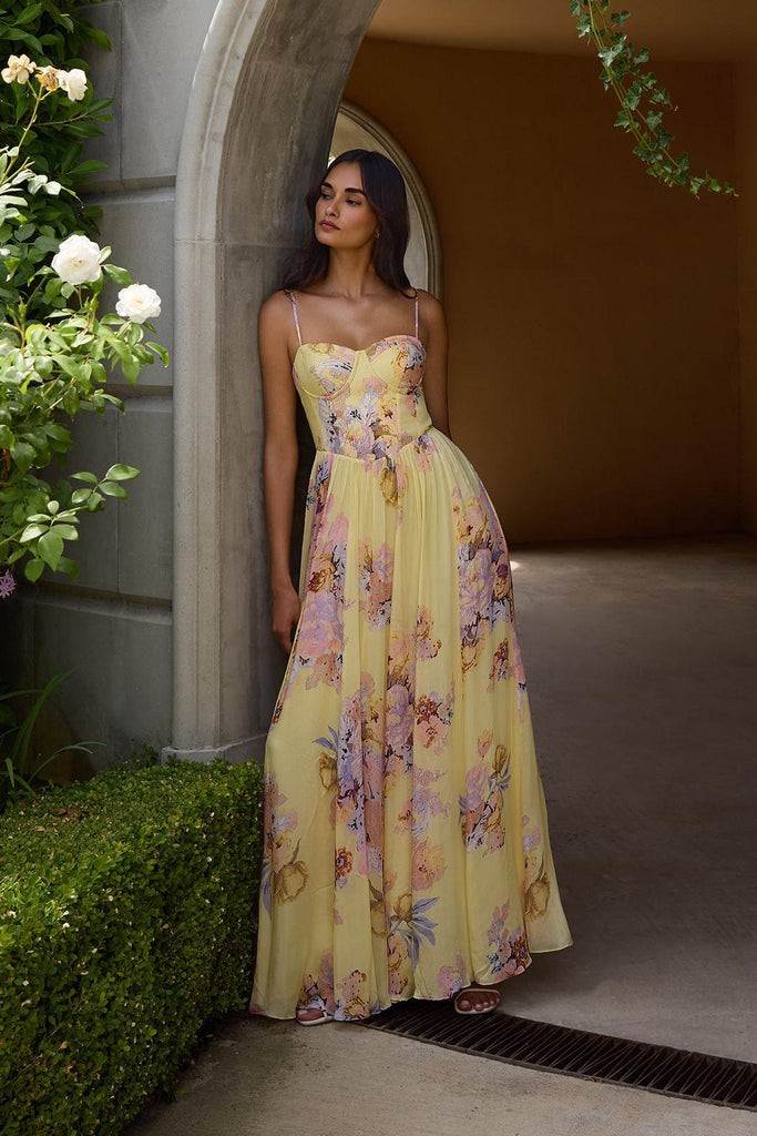 Kysha Corset Long Dress Yellow