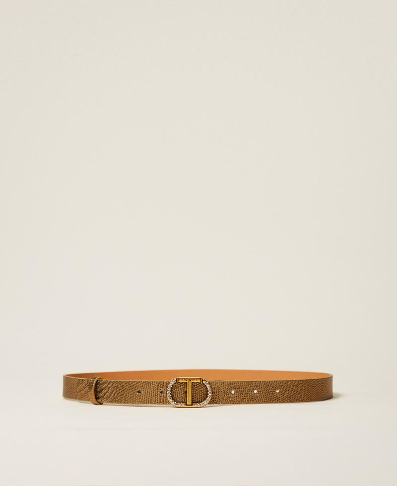 Leather belt with Oval T Rhinestones-TWINSET-Tocca Finita