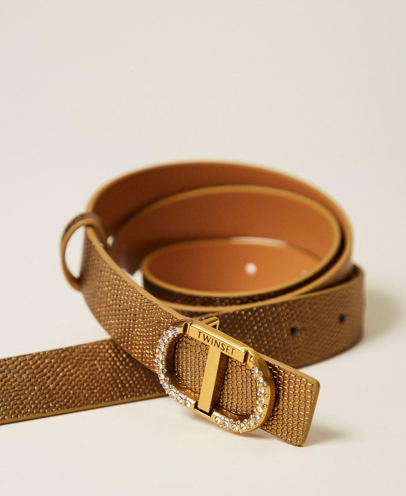 Leather belt with Oval T Rhinestones-TWINSET-Tocca Finita