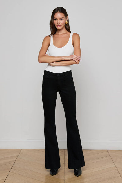 Lenora Low Rise Flare Denim Black-L'Agence-Tocca Finita