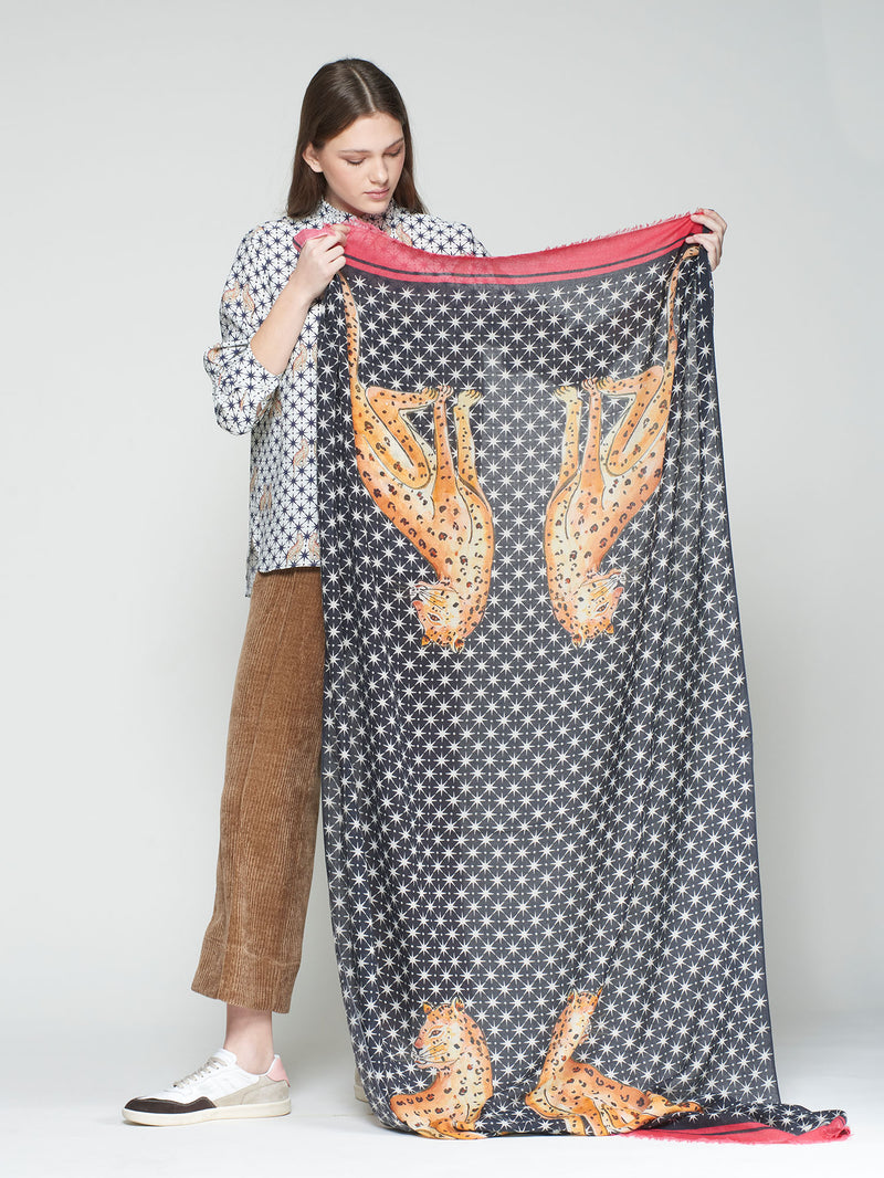 Leopard And Star Print Foulard-Vilagallo-Tocca Finita