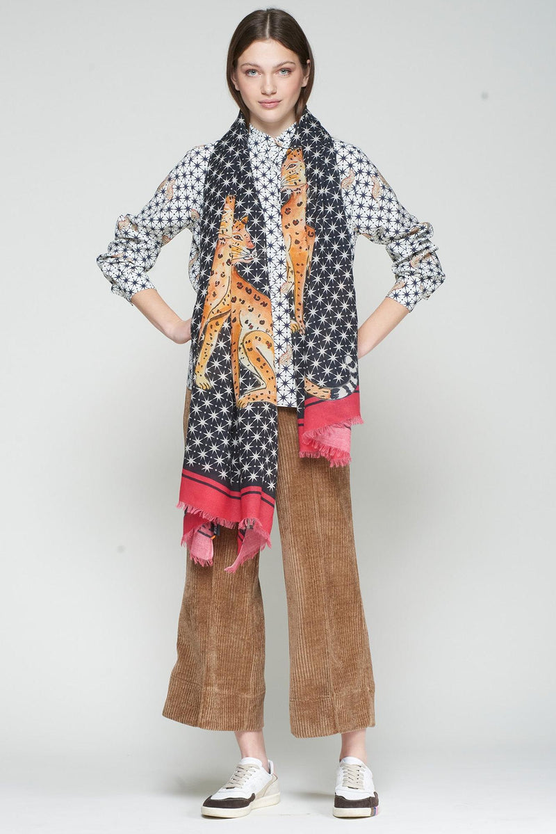 Leopard And Star Print Foulard-Vilagallo-Tocca Finita
