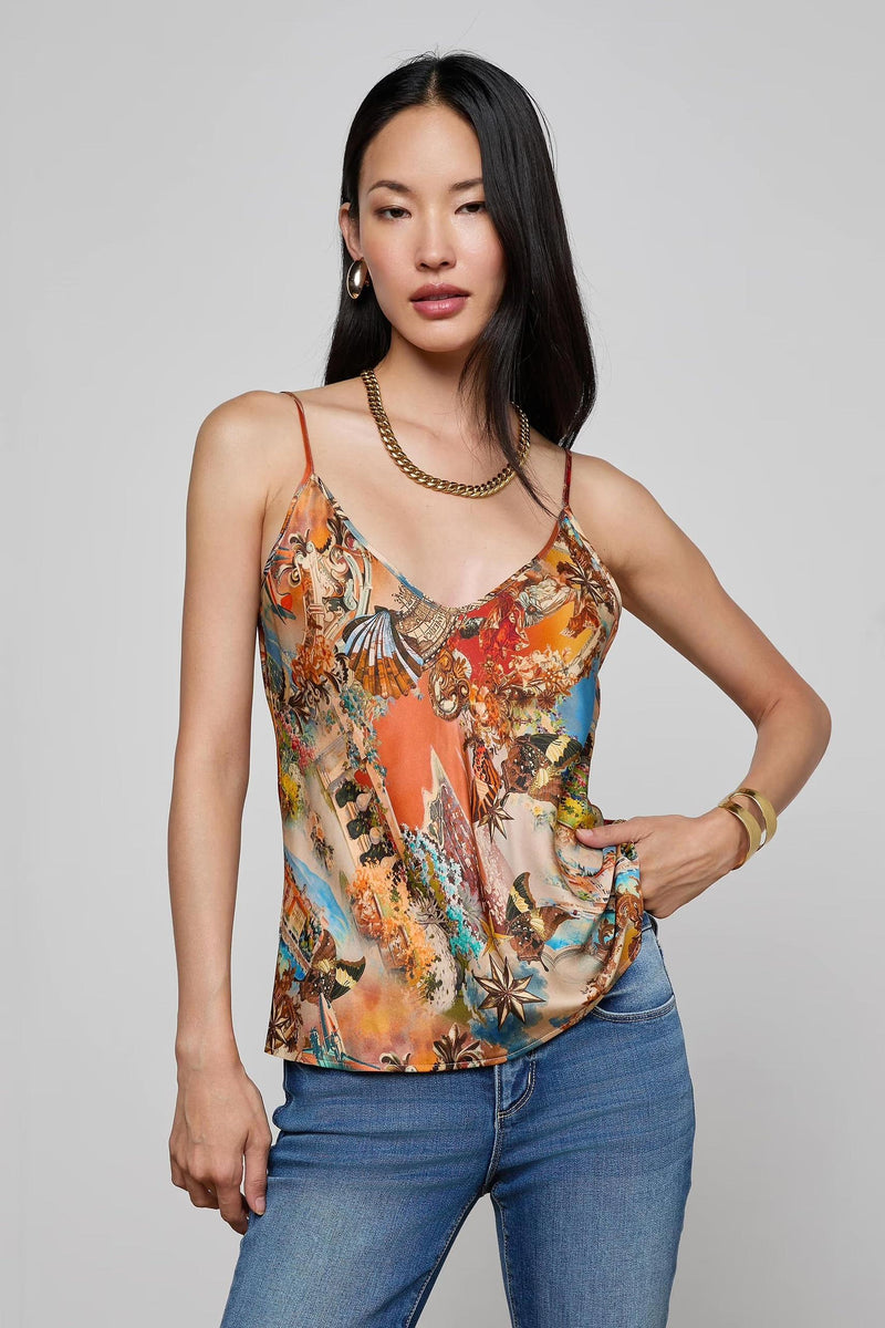 Lexi Satin Camisole Multi Collage-L&