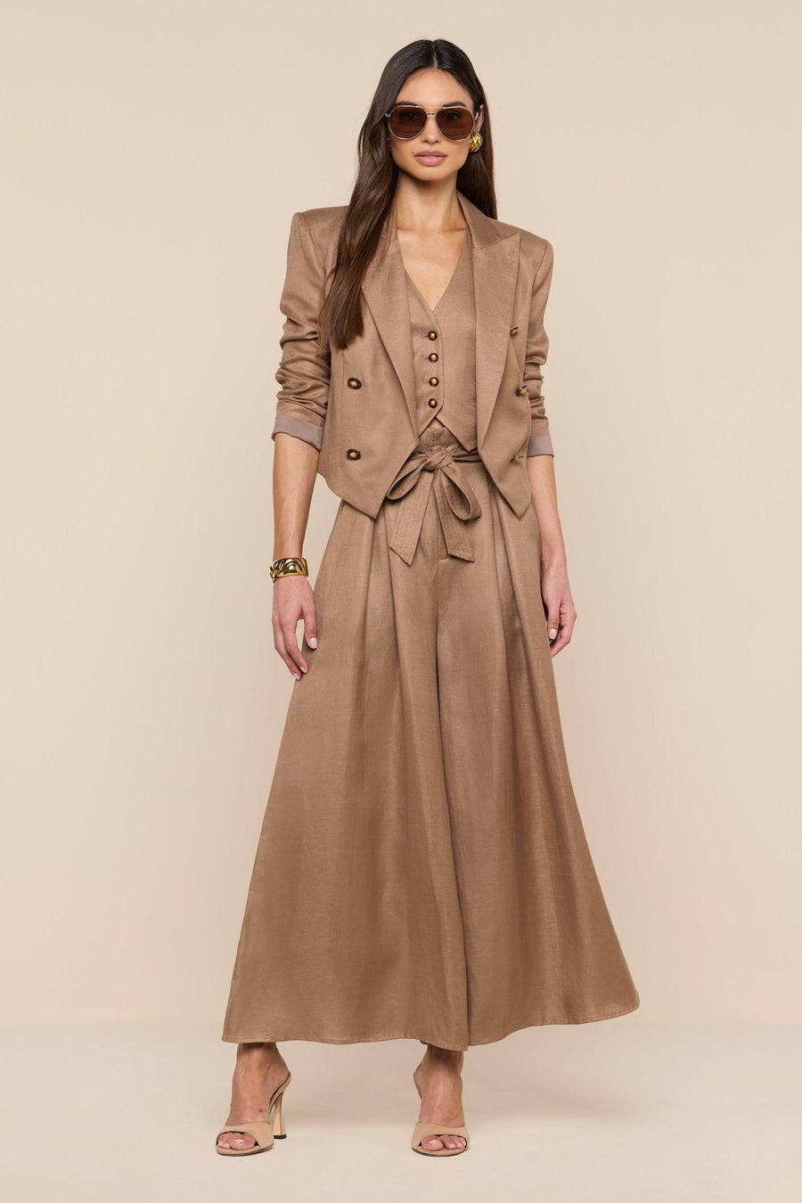 Lila Linen-Blend Blazer Barley-L&
