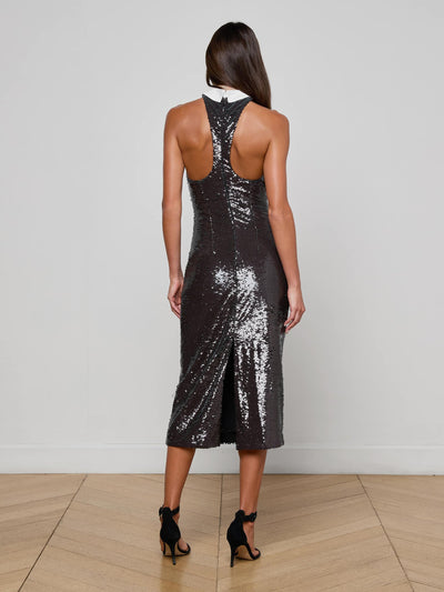Lilith Sequin Poplin Dress in Black/White-L'Agence-Tocca Finita