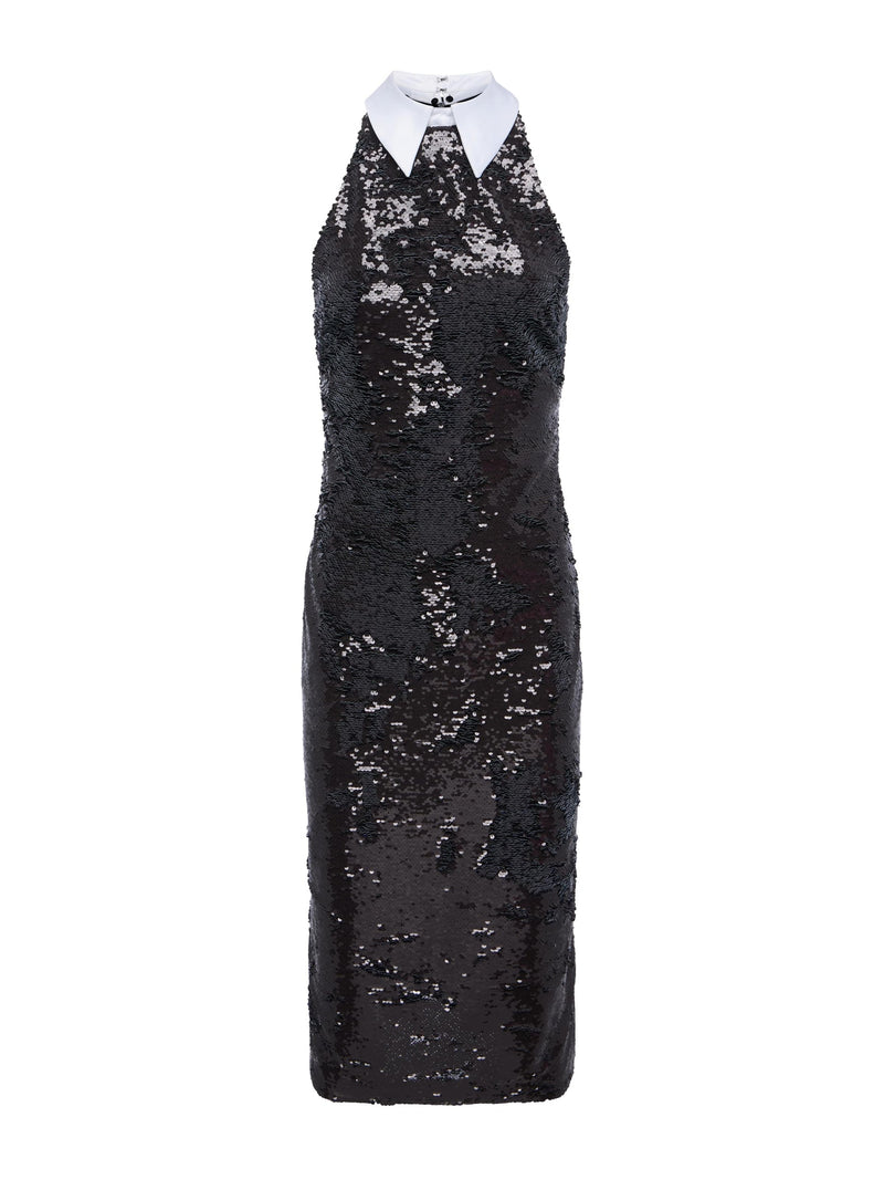 Lilith Sequin Poplin Dress in Black/White-L&