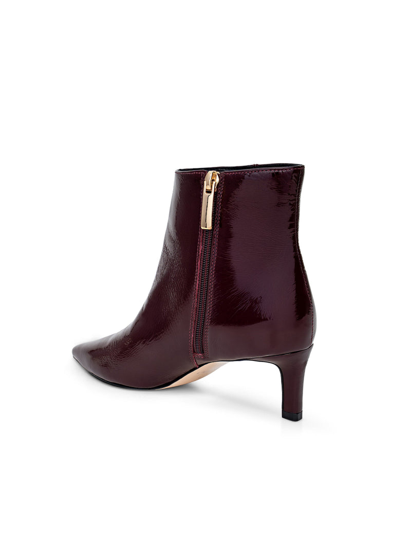 Lilly Kitten-Heel Bootie Wine Patent-L&