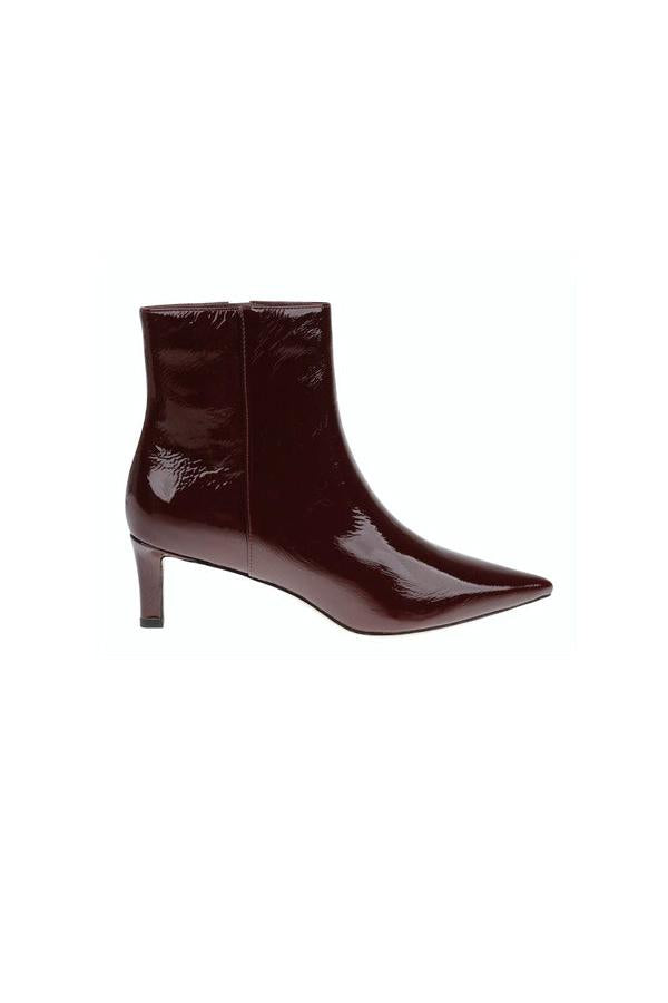 Lilly Kitten-Heel Bootie Wine Patent-L&