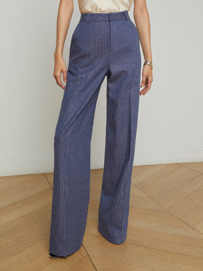 Livvy Str Leg Pant Wild Wind Gold Stripe-L'Agence-Tocca Finita
