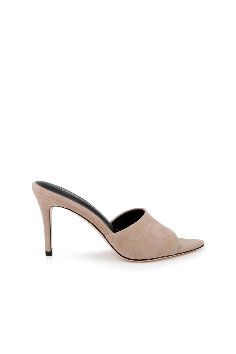 Lolita Suede Open-Toe Mule In Capuccino-L&