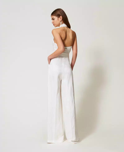 Long Jacquard Satin Jumpsuit-TWINSET-Tocca Finita