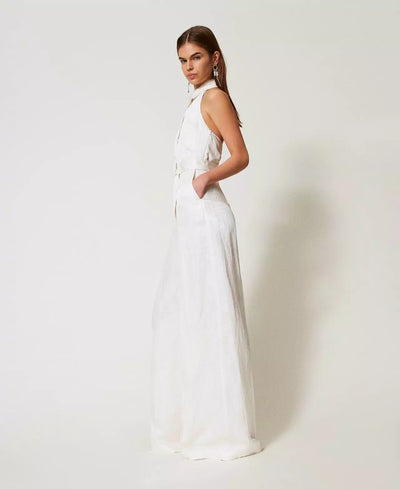Long Jacquard Satin Jumpsuit-TWINSET-Tocca Finita