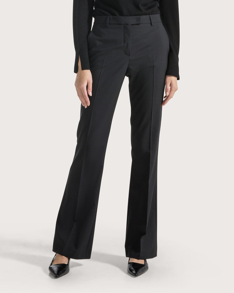 Long Straight-Leg Pants In Cool Wool Black-Seventy-Tocca Finita