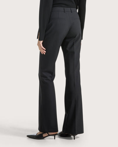 Long Straight-Leg Pants In Cool Wool Black-Seventy-Tocca Finita