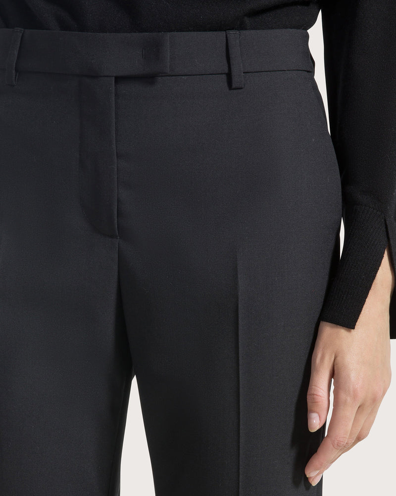 Long Straight-Leg Pants In Cool Wool Black-Seventy-Tocca Finita
