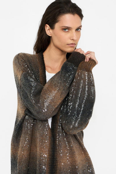 Longline Cardigan With Sequins Brown-Liu Jo-Tocca Finita