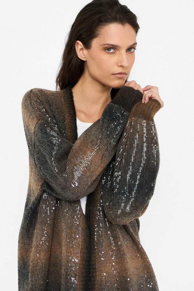 Longline Cardigan With Sequins Brown-Liu Jo-Tocca Finita