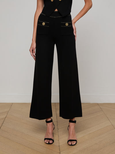 Madrid Wide Leg Knit Pant Black/Gold-L'Agence-Tocca Finita