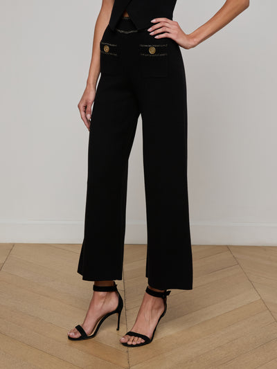 Madrid Wide Leg Knit Pant Black/Gold-L'Agence-Tocca Finita