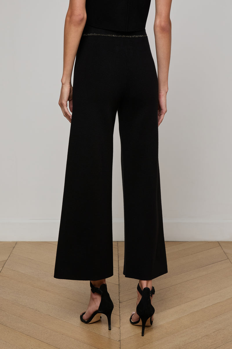Madrid Wide Leg Knit Pant Black/Gold-L&