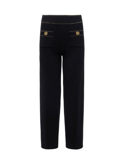 Madrid Wide Leg Knit Pant Black/Gold-L'Agence-Tocca Finita