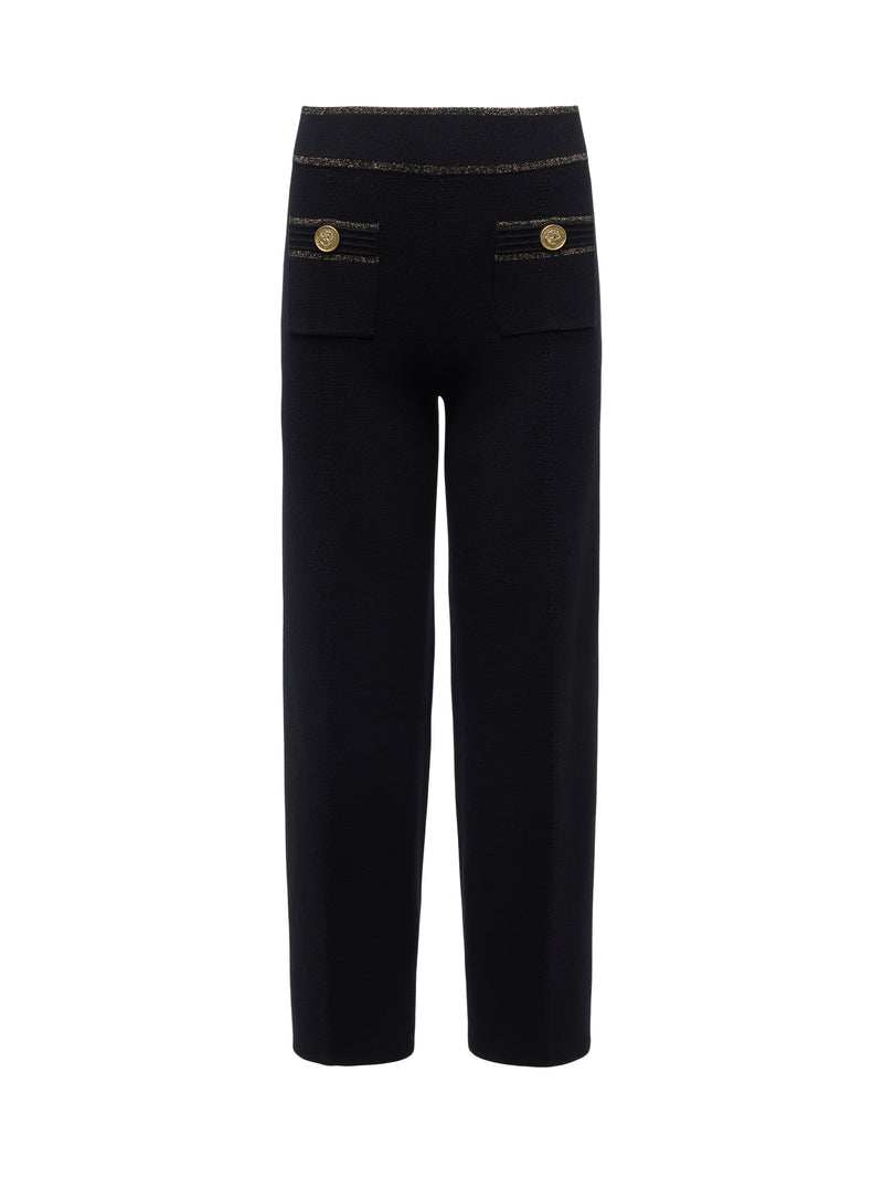 Madrid Wide Leg Knit Pant Black/Gold-L&
