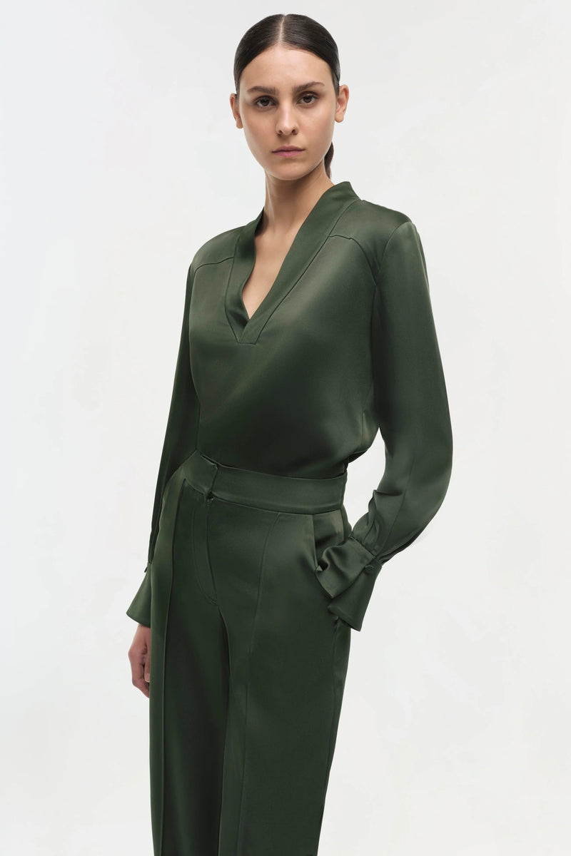 Maisey Neck Blouse in Moss-SIMKHAI-Tocca Finita