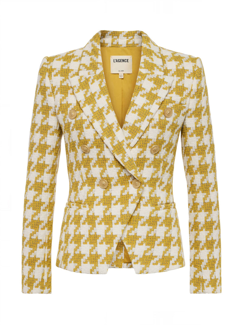 Marie Houndstooth Tweed Blazer Ceylon Yellow/Ivory-L&